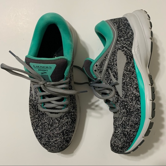 Brooks Shoes - Brooks Womens Launch 5 1202661B084 Gray Blue Running Shoes Sneakers Size 7 B